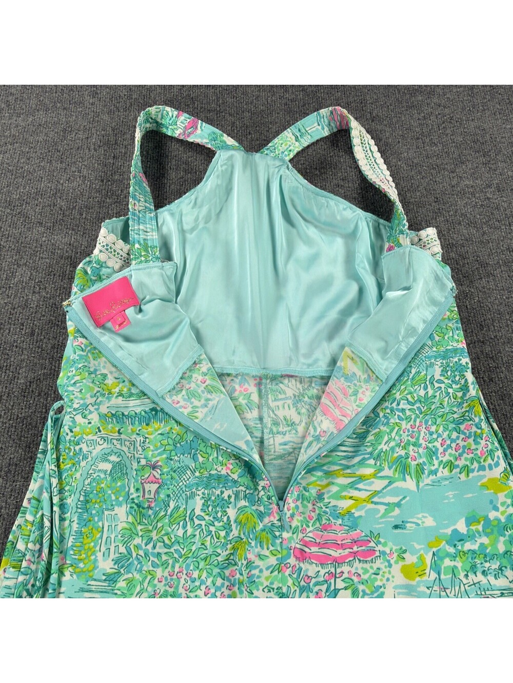 Lilly Pulitzer Romper Womens Multicolor Donna Skort Dress Halter Lace Pockets- 8 - Picture 8 of 9